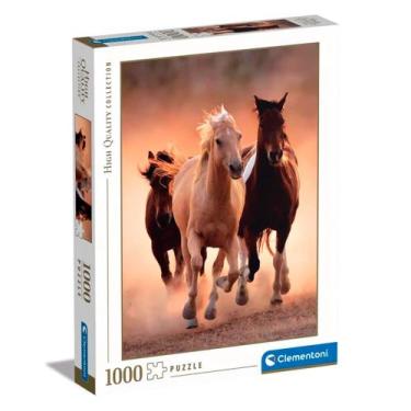 Imagem de Puzzle 1000 Peças Cavalos com Pôster - Clementoni - Imp 39771 - Grow