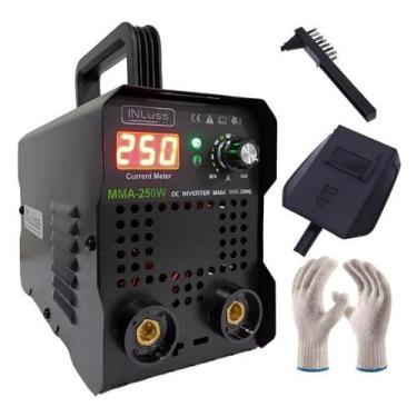 Imagem de Máquina de solda com luva e capacete de segurança 250a bivolt preto - 