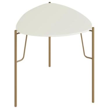 Imagem de Mesa Lateral Para Sala de Estar Alta Pés Industrial Dourado Alef I03 L