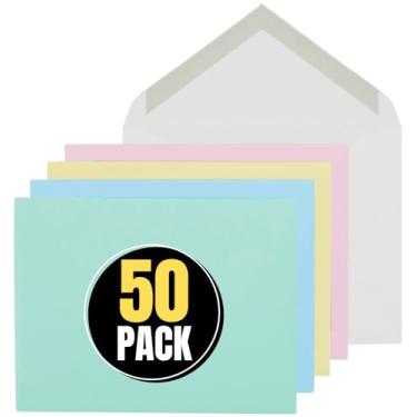 Imagem de 1InTheOffice Envelopes A2, envelopes coloridos, envelope para convite, 4 3/20.3 cm x 5 3/10.2 cm, 50/caixa