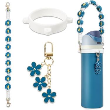 Imagem de Conjunto de alça e pingente para garrafa de água Owala 680 g, 946 ml, 1,13 g, Owala Kids, copo de café Owala FreeSip – Inclui alça de alça, para acessórios Owala e acessórios Stanley Cup (Denim)