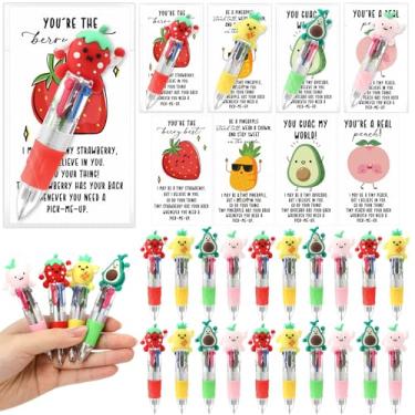 Imagem de Sayglossy 24 conjuntos de canetas esferográficas multicoloridas 4 em 1 de volta às aulas com cartões emocionais para professores, presentes para escola, sala de aula, artigos de festa