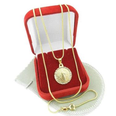 Imagem de Corrente Masculina 70Cm São Bento 18Mm Folheado Ouro Cr212E - Wnbijout
