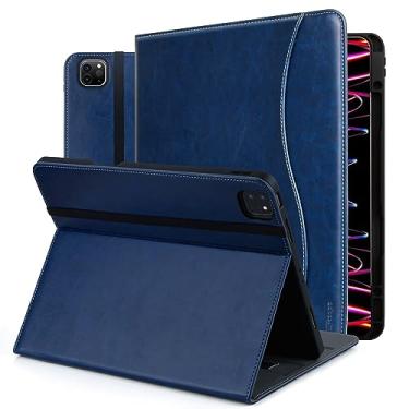 Imagem de Capa para iPad Pro 12.9 5ª geração com suporte para lápis e bolso, vários ângulos de visualização, capa protetora flip flip para hibernar/despertar automático para iPad Pro 2021 de 12,9 polegadas