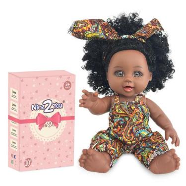 Imagem de Boneca Nice2you preta afro-americana de 10 polegadas com vestido