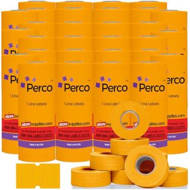 Imagem de Perco 1 linha de etiquetas laranja fluorescente - Caixa com 30 mangas, 240.000 etiquetas de preço em branco para Perco Lite, X, Plus e Pro 1 linha Price e Date Guns