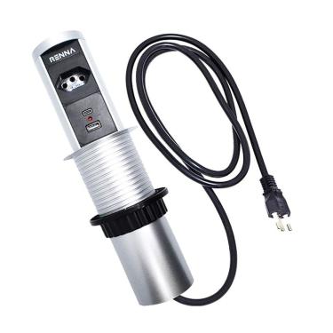 Imagem de Torre Automática Moveis Embutir Retrátil Indução USB Prata