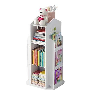 Imagem de TsoLay Estante rotativa de 360° para livros de desenho animado, estante de livros em pé no chão, suporte para livros, escritório, sala de estar, armazenamento de livros