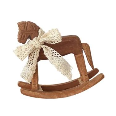 Imagem de Generic Decoração de Cavalo de Balanço de Madeira, Brinquedo de Cavalo de Madeira Feito à Mão para Jardim E Escritório