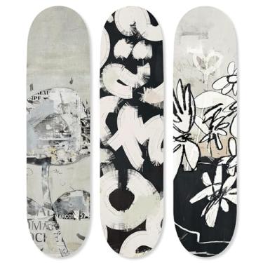Imagem de Conjunto de skate de peças florais, arte de parede acrílica cortada fácil de pendurar abstrato moderno por Notoriart, 3 painéis, 20 x 81 cm