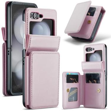 Imagem de Asuwish Capa de celular para Samsung Galaxy Z Flip 5 5G 2023 carteira acessórios capa com bloqueio RFID flip porta-cartão de crédito suporte suporte de couro sintético ZFlip5 Z5 G Flip5 ZFlip 5Z