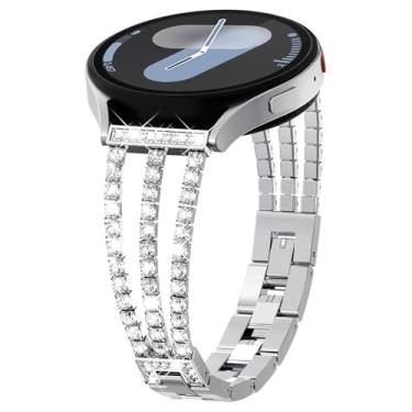 Imagem de Compatível com Galaxy Watch 7/6/5/4 de 40 mm e 44 mm Watch 6 Classic de 47 mm de 43 mm, Watch 5 Pro de 45 mm, pulseira luxuosa de diamante brilhante para Watch 4 Classic de 42 mm e 46 mm, prata