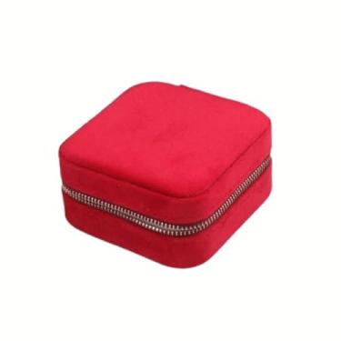 Imagem de Mini Porta Joias Compacto Aveludado com Espelho Interno – Organizador de Joias Elegante com Divisórias para Anéis, Brincos, Colares e pulseiras – 6 Opções de Cores (Vermelho Rubi)