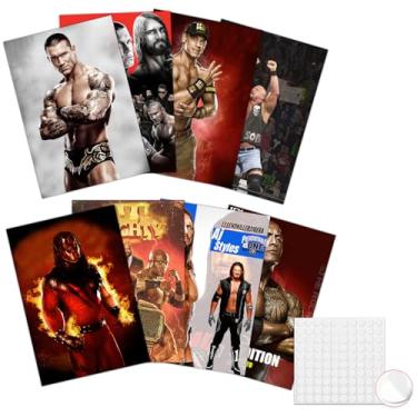 Imagem de Babymiu Pôster de parede Wrestling Fighter, pacote com 8, 29 x 40 cm. Pôster de impressão HD para quarto de crianças, clube, decoração de parede