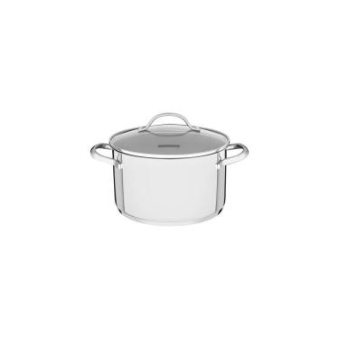 Imagem de Caçarola Funda Tramontina Una Em Aço Inox Com Fundo Triplo E Tampa De Vidro 24 Cm 6,1 L...