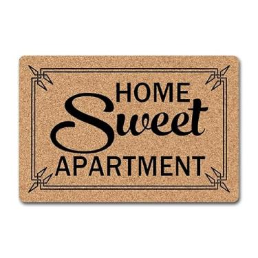 Imagem de Home Sweet Apartment Capacho engraçado - Tapete de boas-vindas de borracha antiderrapante de 60 x 40 cm para porta da frente, tapete de entrada com design bem-humorado - uso interno/externo durável