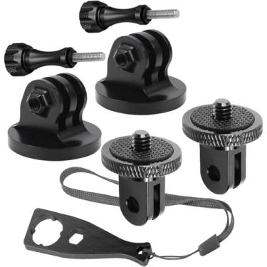 Imagem de DUWUZEST Kit adaptador de montagem de tripé para câmera de alumínio 1/4-20, adaptador rosqueado para GoPro Hero 11, 10, 9, 8, 1/4 kit adaptador de tripé para câmera de ação GoPro e DJI OSMO Insta 360