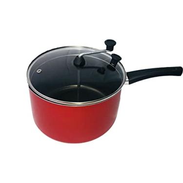 Imagem de Pipoqueira com Tampa de Vidro Vermelho Alumínio Antiaderente Dona Chefa