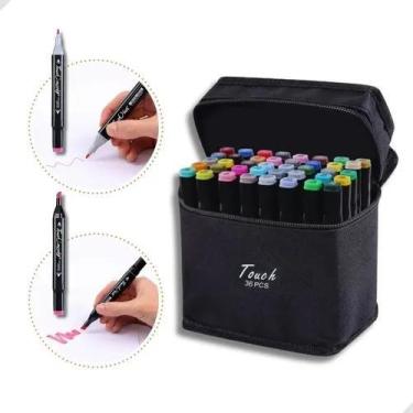 Imagem de Canetinhas Marcadores Coloridas Escolar Ponta Dupla Com 12, 24, 36 ou 