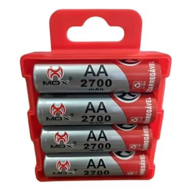 Imagem de Pilha Recarregável AA MOX, 2700 mAh, Kit com 4 Unidades e Case