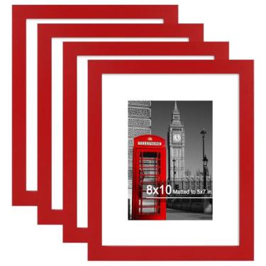 Imagem de Porta-retratos Hongkee 8x10 (pacote com 4, vermelho) com vidro e madei