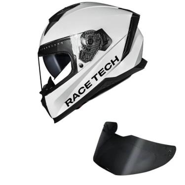 Imagem de Capacete Race Tech Volt Monocolor Branco Mais Viseira Fumê-Masculino