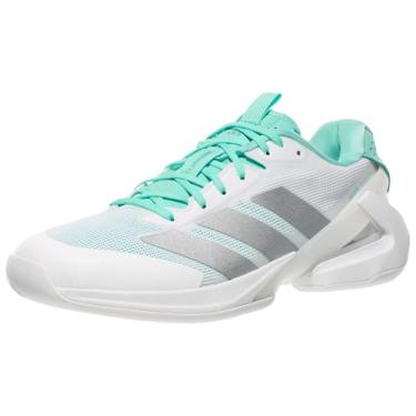 Imagem de adidas Tênis feminino Ftwwht/Powplu/Aurplu Adizero Ubersonic 5 W NM FTWR whitePowder Aurora Plum 38 EUA, Branco/prata metálico/tonelada menta, 7 Wide