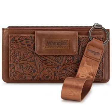 Imagem de Carteira feminina X Wrangler Western, porta-cartões e organizadores de dinheiro, carteira dobrável com bolso com zíper, Marrom, Carteira Western