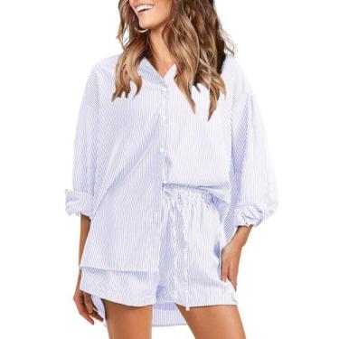 Imagem de Outfit feminino EXLURA, de verão, 2 peças, manga comprida, com botões