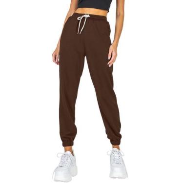 Imagem de Calça de moletom feminina AUTOMET com calça justa marrom atlética S