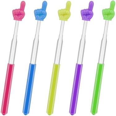 Imagem de Pacote com 5 Bastões Retráteis para Professores, BENACES Telescope Mini Bastão Extensível com Pega Antiderrapante, 5 Pontas Coloridas para Leitura em Sala de Aula e Quadro Branco de Apresentação