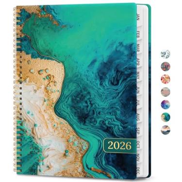 Imagem de Agenda 2026, agenda semanal e mensal, janeiro de 2026 a dezembro de 2026, agenda espiral de capa dura com abas mensais, páginas de notas, perfeito para mulheres e homens, A4 (21,6 cm x 28 cm) - Oceano