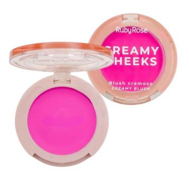 Imagem de Blush Cremoso Ruby Rose  Creamy Cheeks Linha Rosa Make Profissional PI