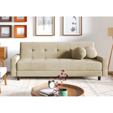 Imagem de Sofá-cama Oslo com USB braço direito 4 Lugares  Suede Grafite 204cm