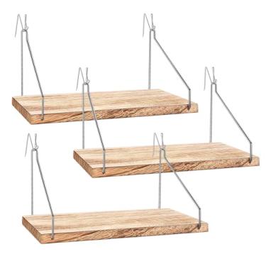 Imagem de Prateleira de parede de tecido com ganchos para decoração de trabalho, prateleira organizadora de cubículos de madeira de 29 cm com cabides, acessórios de cubículo para mulheres e homens, pacote com 3