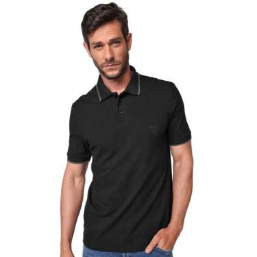 Imagem de Polo Guess Masculina Piquet Frieze Logo Bordado Preta, M/M