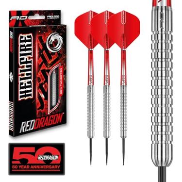 Imagem de RED DRAGON Dardos – Hell Fire A Series 22g – 80% Tungstênio – Conjunto profissional de dardos com ponta de aço com flechas e eixos de dardos