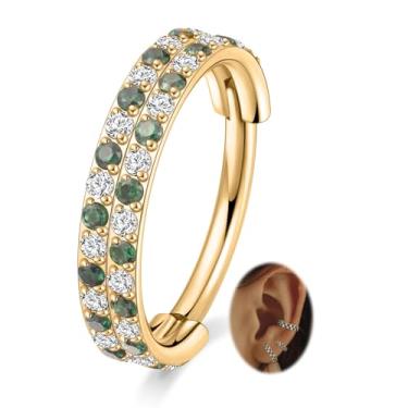 Imagem de Argola de nariz quadriculada de 16 G, anel de nariz duplo, aço cirúrgico 316L, cartilagem, hélice, concha, joia, septo, segmento articulado, torre, tragus, daith, lóbulo, piercing labial, 8 mm, 10 mm