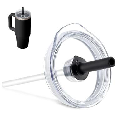 Imagem de Bluwing Tampa de copo de pressão para Hydro Flask 32 copos de viagem de 1,134 g, tampa de copo de substituição com canudo para Hydro Flask 947 g copos de 1,134 g (Preto)
