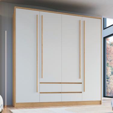 Imagem de Guarda Roupa Casal 4 Portas 4 Gavetas Astor Móveis Castro - Angelin/Branco