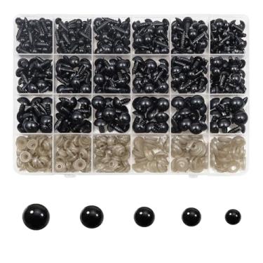 Imagem de TOAOB 300 peças de olhos de segurança para amigurumis com arruelas 6 mm a 12 mm plástico crochê olhos de segurança preto artesanato boneca olhos para crochê bichos de pelúcia ursos brinquedos