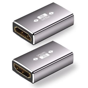 Imagem de Cyberguys! Acoplador HDMI extensor 2.1, pacote com 2, adaptador HDMI UHD 8K @60Hz fêmea para fêmea, conector de extensão para sinal de longa distância, banhado a ouro, blindado para PS5, Xbox, PC, TV