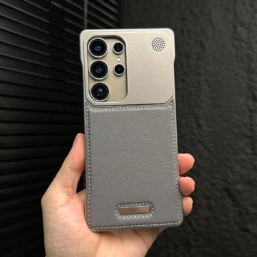 Imagem de Capa de couro luxuosa sem moldura com aromaterapia para Samsung Galaxy S25 S24 S23 Plus Ultra com proteção magnética híbrida à prova de choque (para Galaxy S23/cinza)