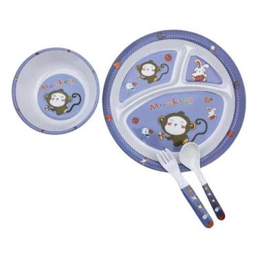 Imagem de Refeição Infantil Prato Com Divisórias Para Papinha Bebê Pratinho Jogo