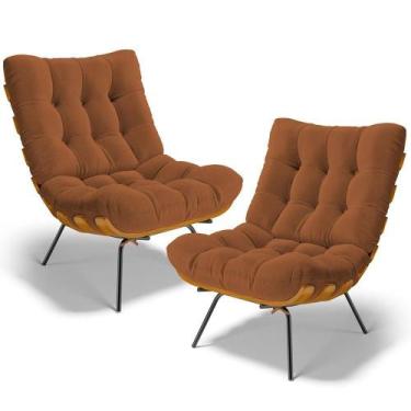 Imagem de Kit 2 Poltronas Decorativas Costela L02 Bouclê Terracota - Lyam Decor