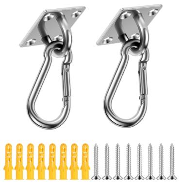 Imagem de 4 kits de suspensão de rede, ganchos de teto M6 de aço inoxidável 304, capacidade de retenção de 399 kg, ganchos para pendurar nos olhos ultra acolchoados para balanço de varanda interna e externa (16