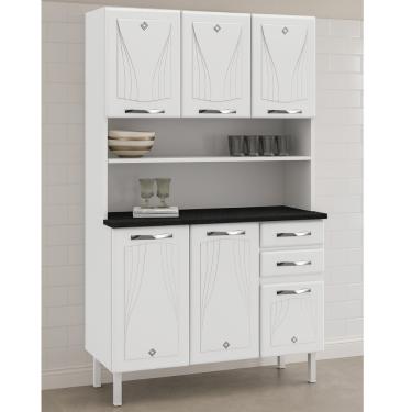 Imagem de Cozinha Compacta em Aço 6 Portas 2 Gavetas com Tampo - Branco