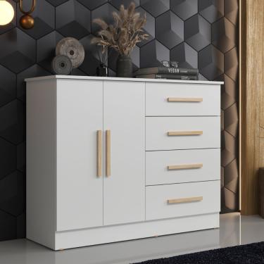 Imagem de Cômoda 4 Gavetas 2 Portas Bariloche Móveis Sul - Branco