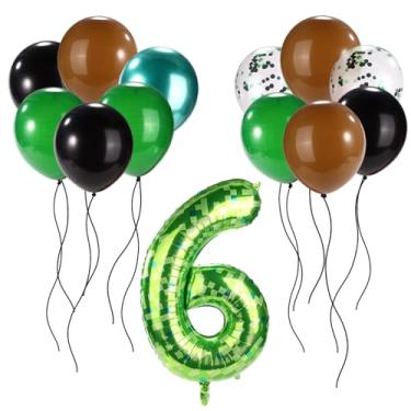 Imagem de Conjunto Balões Pixel, Verde Preto Marrom Balões Festa Pixel Decorações 6º Aniversário Tema Videogame Suprimentos Festa para Celebração Aniversário Decoração
