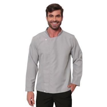 Imagem de Dolma Chef Masculina com Zíper Cinza Nápoles - gardenia jalecos, GG